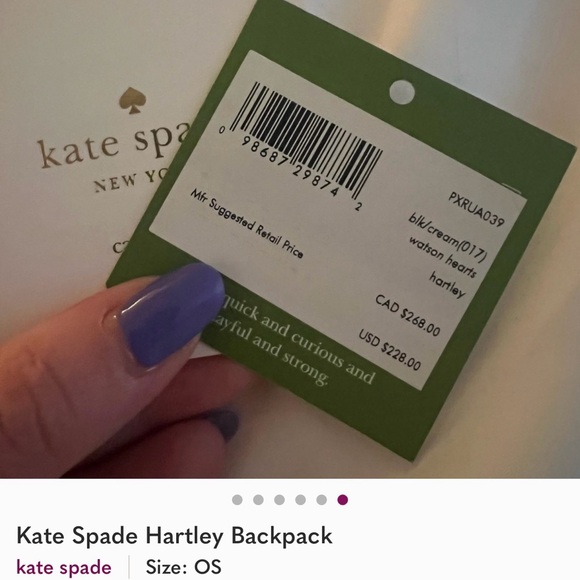 Kate Spade Heart Patterned Backpack in Black and Cream - Picture 7 of 8